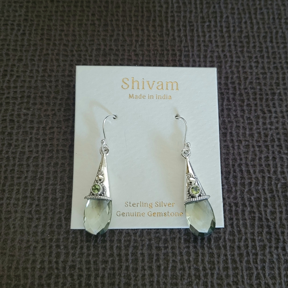 Shivam Green💚 Amethyst Teardrop💧Earrings